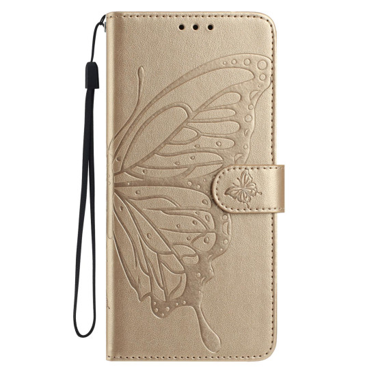 For Samsung Galaxy S24+ 5G Butterfly Flutter Pattern Embossed Leather Phone Case(Gold)