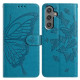 For Samsung Galaxy S24+ 5G Butterfly Flutter Pattern Embossed Leather Phone Case(Blue)