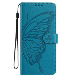 For Samsung Galaxy S24+ 5G Butterfly Flutter Pattern Embossed Leather Phone Case(Blue)