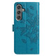 For Samsung Galaxy S24+ 5G Butterfly Flutter Pattern Embossed Leather Phone Case(Blue)