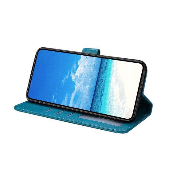 For Samsung Galaxy S24+ 5G Butterfly Flutter Pattern Embossed Leather Phone Case(Blue)