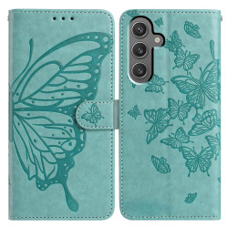 For Samsung Galaxy S24+ 5G Butterfly Flutter Pattern Embossed Leather Phone Case(Green)