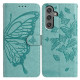 For Samsung Galaxy S24+ 5G Butterfly Flutter Pattern Embossed Leather Phone Case(Green)