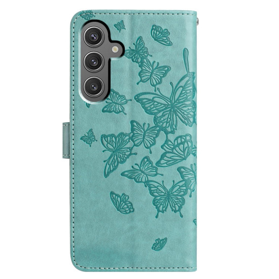For Samsung Galaxy S24+ 5G Butterfly Flutter Pattern Embossed Leather Phone Case(Green)