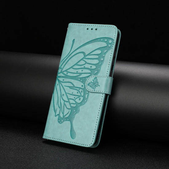 For Samsung Galaxy S24+ 5G Butterfly Flutter Pattern Embossed Leather Phone Case(Green)