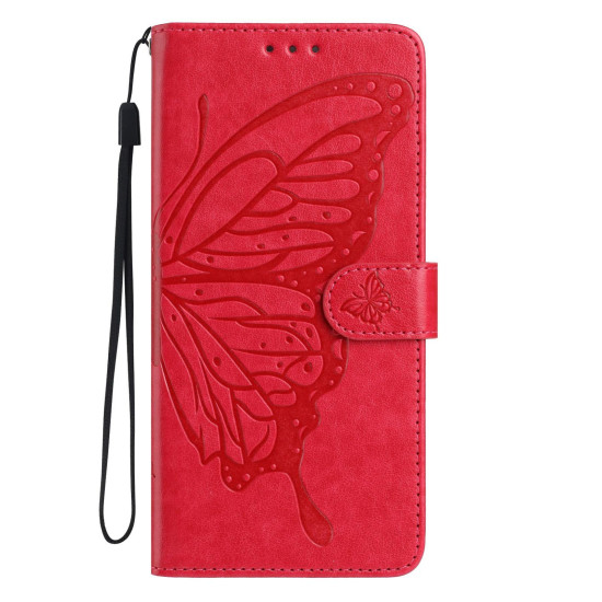 For Samsung Galaxy S24+ 5G Butterfly Flutter Pattern Embossed Leather Phone Case(Red)