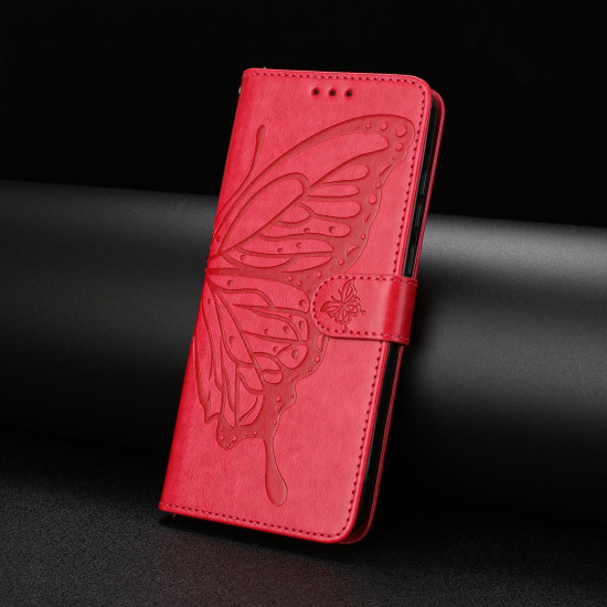 For Samsung Galaxy S24+ 5G Butterfly Flutter Pattern Embossed Leather Phone Case(Red)