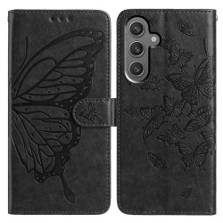 For Samsung Galaxy S24+ 5G Butterfly Flutter Pattern Embossed Leather Phone Case(Black)