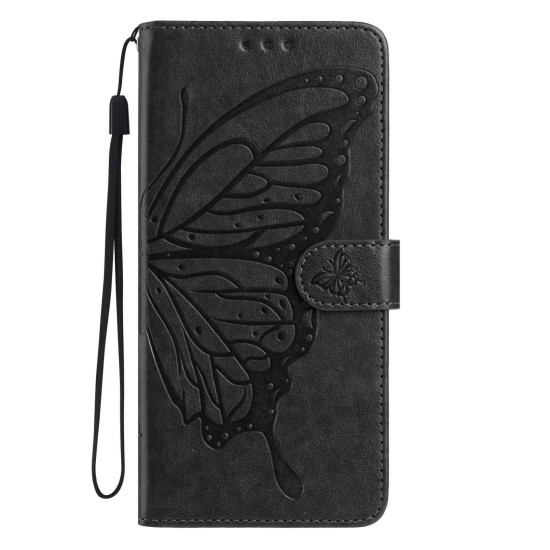 For Samsung Galaxy S24+ 5G Butterfly Flutter Pattern Embossed Leather Phone Case(Black)