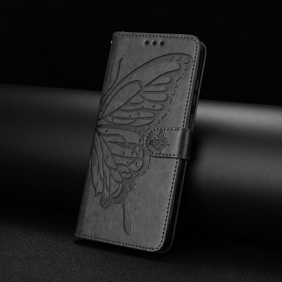 For Samsung Galaxy S24+ 5G Butterfly Flutter Pattern Embossed Leather Phone Case(Black)