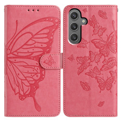 For Samsung Galaxy S24+ 5G Butterfly Flutter Pattern Embossed Leather Phone Case(Rose Red)