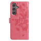 For Samsung Galaxy S24+ 5G Butterfly Flutter Pattern Embossed Leather Phone Case(Rose Red)