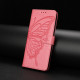 For Samsung Galaxy S24+ 5G Butterfly Flutter Pattern Embossed Leather Phone Case(Rose Red)