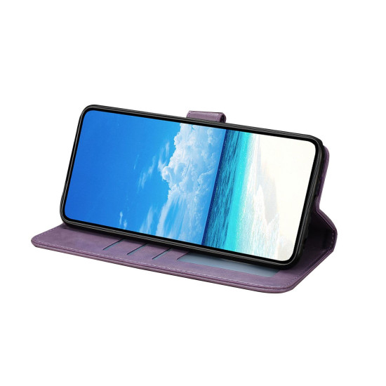 For Samsung Galaxy S24+ 5G Butterfly Flutter Pattern Embossed Leather Phone Case(Purple)