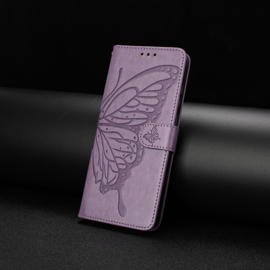 For Samsung Galaxy S24+ 5G Butterfly Flutter Pattern Embossed Leather Phone Case(Purple)