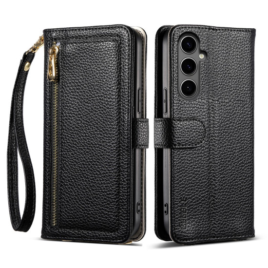 For Samsung Galaxy S24+ 5G ESEBLE E11 Colorful Litchi Pattern Zipper Wallet Leather Phone Case(Black)