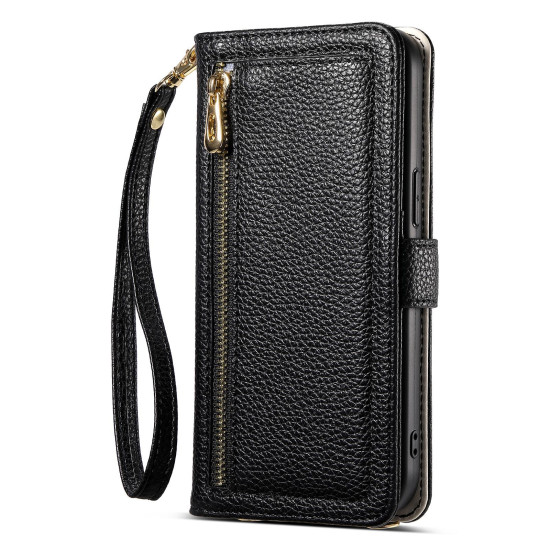 For Samsung Galaxy S24+ 5G ESEBLE E11 Colorful Litchi Pattern Zipper Wallet Leather Phone Case(Black)