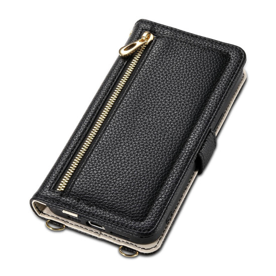For Samsung Galaxy S24+ 5G ESEBLE E11 Colorful Litchi Pattern Zipper Wallet Leather Phone Case(Black)