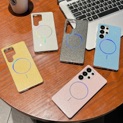 For Samsung Galaxy S24+ 5G Glitter Powder Plating MagSafe IMD Full Coverage Phone Case(Blue)