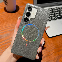 For Samsung Galaxy S24+ 5G Glitter Powder Plating MagSafe IMD Full Coverage Phone Case(Black)