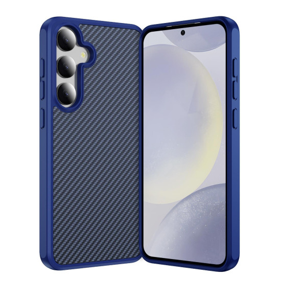 For Samsung Galaxy S24+ 5G Carbon Fiber Texture Skin-feel Acrylic TPU Phone Case(Blue)