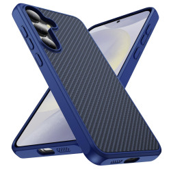 For Samsung Galaxy S24+ 5G Carbon Fiber Texture Skin-feel Acrylic TPU Phone Case(Blue)