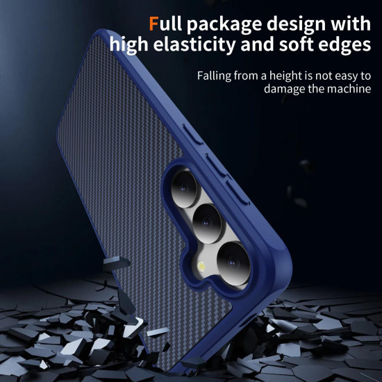 For Samsung Galaxy S24+ 5G Carbon Fiber Texture Skin-feel Acrylic TPU Phone Case(Blue)