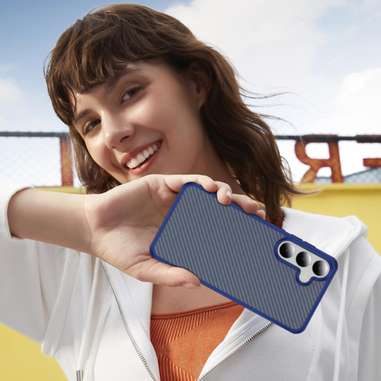 For Samsung Galaxy S24+ 5G Carbon Fiber Texture Skin-feel Acrylic TPU Phone Case(Blue)