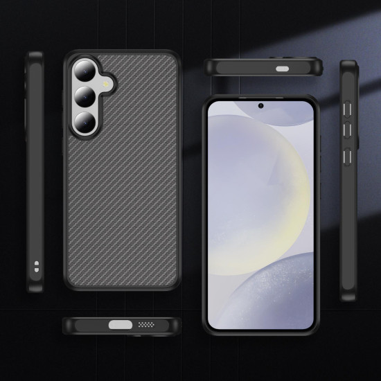 For Samsung Galaxy S24+ 5G Carbon Fiber Texture Skin-feel Acrylic TPU Phone Case(Black)