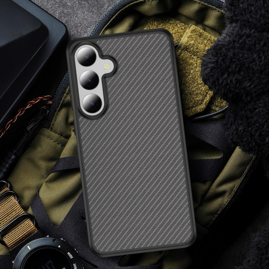 For Samsung Galaxy S24+ 5G Carbon Fiber Texture Skin-feel Acrylic TPU Phone Case(Black)