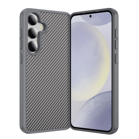 For Samsung Galaxy S24+ 5G Carbon Fiber Texture Skin-feel Acrylic TPU Phone Case(Grey)
