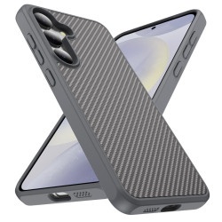 For Samsung Galaxy S24+ 5G Carbon Fiber Texture Skin-feel Acrylic TPU Phone Case(Grey)