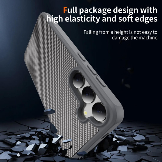 For Samsung Galaxy S24+ 5G Carbon Fiber Texture Skin-feel Acrylic TPU Phone Case(Grey)