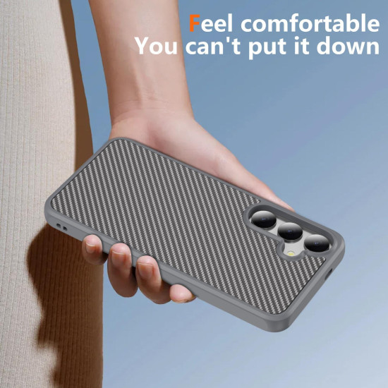 For Samsung Galaxy S24+ 5G Carbon Fiber Texture Skin-feel Acrylic TPU Phone Case(Grey)