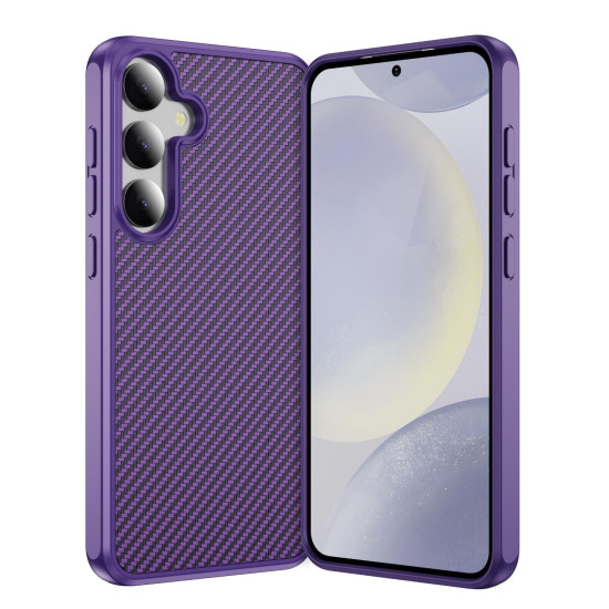 For Samsung Galaxy S24+ 5G Carbon Fiber Texture Skin-feel Acrylic TPU Phone Case(Purple)