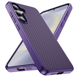 For Samsung Galaxy S24+ 5G Carbon Fiber Texture Skin-feel Acrylic TPU Phone Case(Purple)