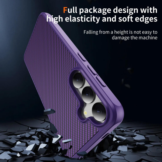 For Samsung Galaxy S24+ 5G Carbon Fiber Texture Skin-feel Acrylic TPU Phone Case(Purple)