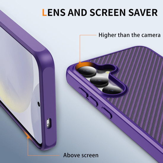 For Samsung Galaxy S24+ 5G Carbon Fiber Texture Skin-feel Acrylic TPU Phone Case(Purple)