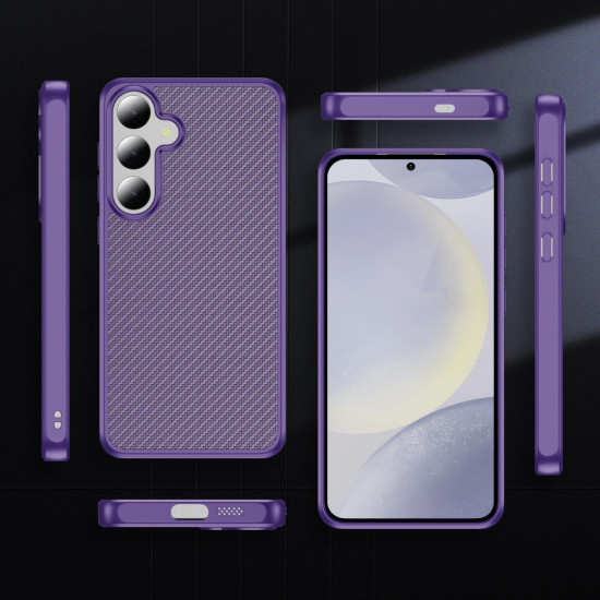 For Samsung Galaxy S24+ 5G Carbon Fiber Texture Skin-feel Acrylic TPU Phone Case(Purple)