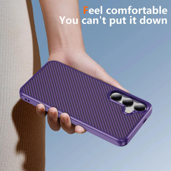 For Samsung Galaxy S24+ 5G Carbon Fiber Texture Skin-feel Acrylic TPU Phone Case(Purple)