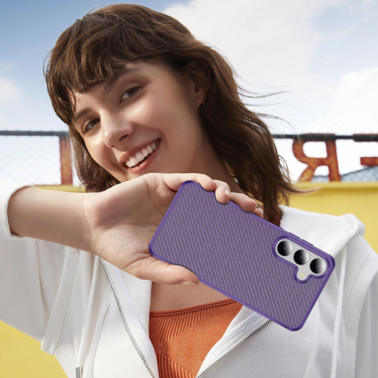 For Samsung Galaxy S24+ 5G Carbon Fiber Texture Skin-feel Acrylic TPU Phone Case(Purple)