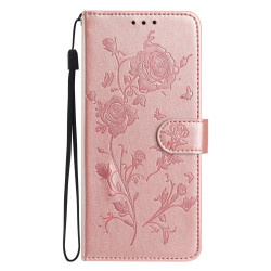 For Samsung Galaxy S24+ 5G Rose Flower Embossing Pattern Leather Phone Case(Rose Gold)