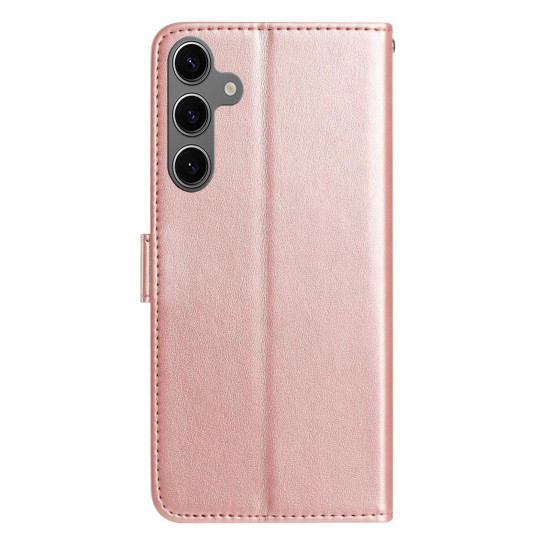 For Samsung Galaxy S24+ 5G Rose Flower Embossing Pattern Leather Phone Case(Rose Gold)