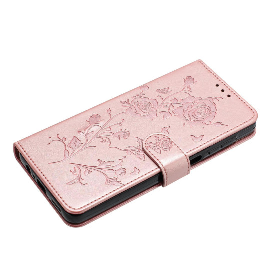 For Samsung Galaxy S24+ 5G Rose Flower Embossing Pattern Leather Phone Case(Rose Gold)