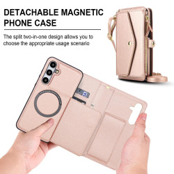 For Samsung Galaxy S24+ 5G Multifunctional Wallet Detachable Leather Phone Case with Lanyard(Rose Gold)