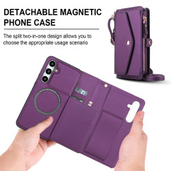 For Samsung Galaxy S24+ 5G Multifunctional Wallet Detachable Leather Phone Case with Lanyard(Dark Purple)