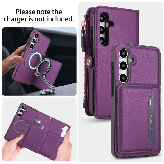 For Samsung Galaxy S24+ 5G Multifunctional Wallet Detachable Leather Phone Case with Lanyard(Dark Purple)