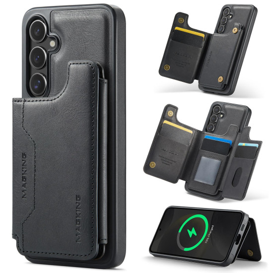For Samsung Galaxy S24+ 5G MAGKING K3 Series MagSafe RFID Card Bag Detachable Phone Case(Black)