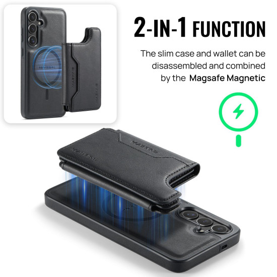 For Samsung Galaxy S24+ 5G MAGKING K3 Series MagSafe RFID Card Bag Detachable Phone Case(Black)