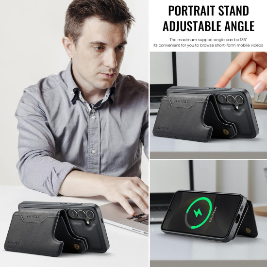 For Samsung Galaxy S24+ 5G MAGKING K3 Series MagSafe RFID Card Bag Detachable Phone Case(Black)